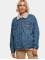 Urban Classics Denim Jacket Ladies Oversized Sherpa blue