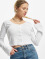 Urban Classics Maglietta a manica lunga Ladies Cropped Rib Cardigan bianco