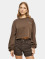 Urban Classics Pullover Ladies Cropped Small Embroidery Terry Crewneck brown