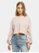 Urban Classics Pullover Ladies Cropped Small Embroidery Terry Crewneck rosa