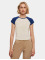 Urban Classics t-shirt Ladies Organic Stretch Short Retro Baseball beige