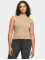 Urban Classics Tank Tops Ladies Short Rib Knit Turtleneck beige