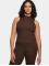 Urban Classics Tank Tops Ladies Short Rib Knit Turtleneck brown