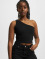 Urban Classics Top Ladies Cropped Asymmetric black