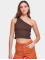 Urban Classics Tops Ladies Cropped Asymmetric brazowy