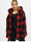 Urban Classics Winterjacke Ladies Hooded Oversized Check Sherpa rot