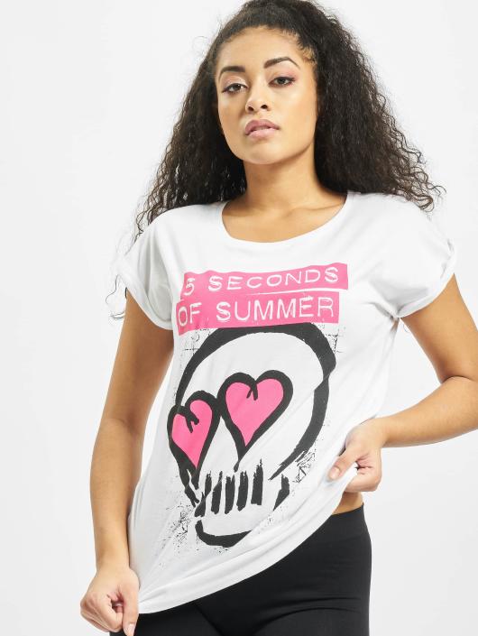 Mister Tee T-Shirty Ladies Five Seconds Of Summer Skull bialy