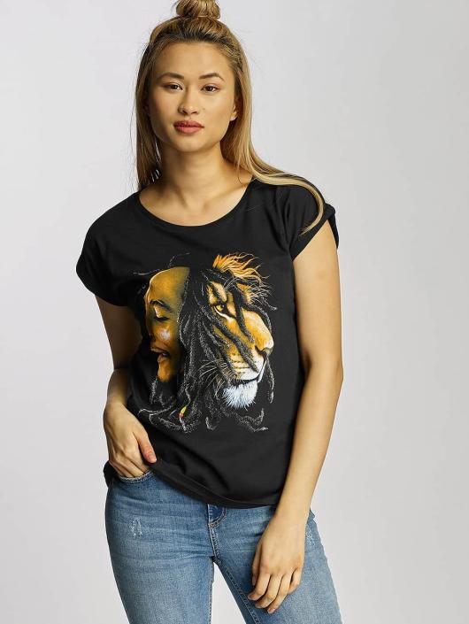 Mister Tee T-skjorter Ladies Bob Marley Lion Face svart