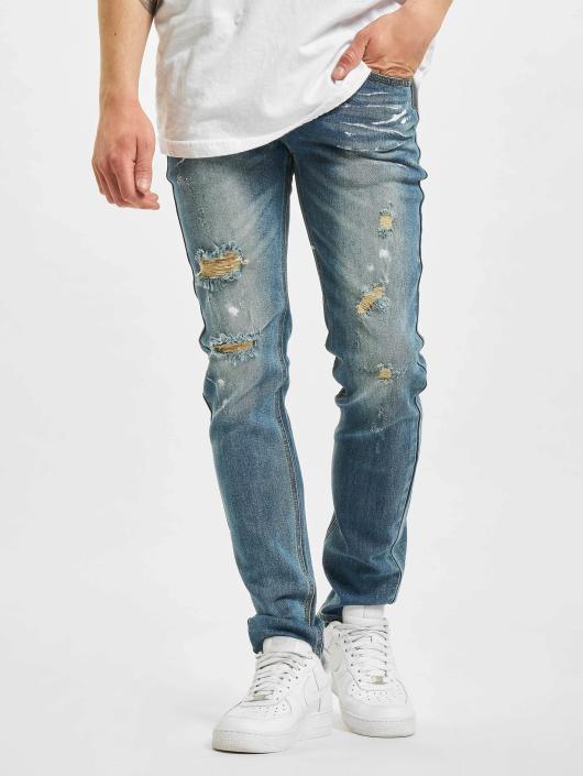 Sixth June Slim Fit Jeans Destroyed Washed modrá