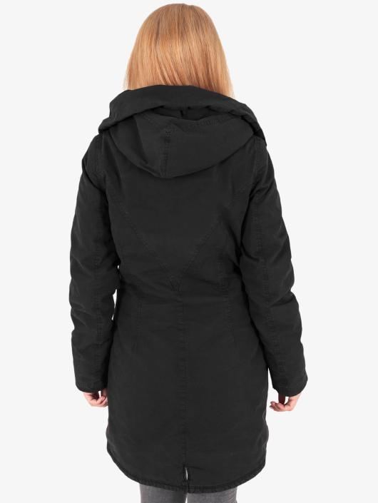 Urban Classics Damen Mantel Garment Washed Long in schwarz CQ8921