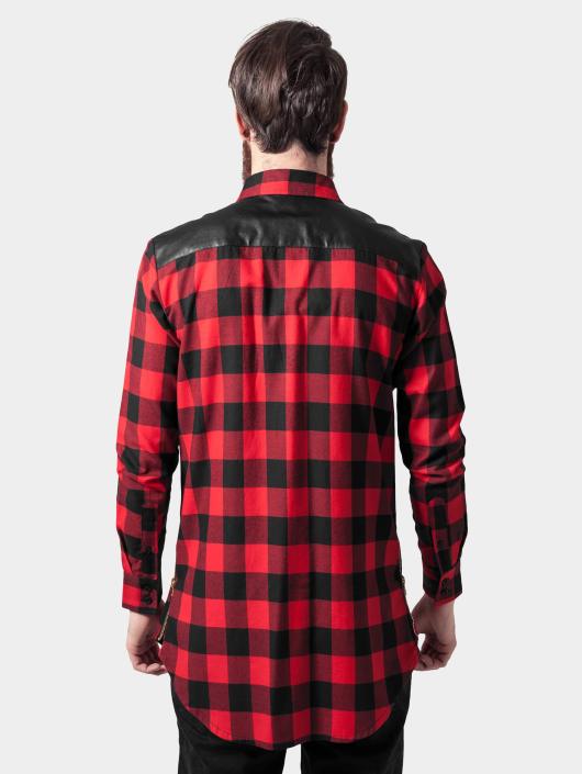 Urban Classics Shirt Side Zip Leather Shoulder Flanell black
