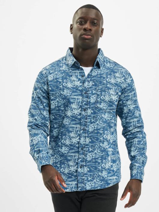 Urban Classics Skjorter Printed Palm Denim blå