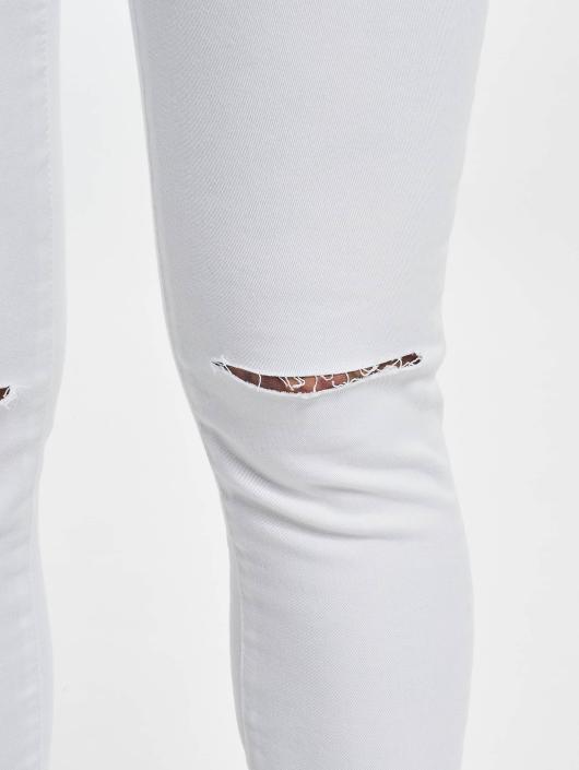 Urban Classics Straight Fit Jeans Ladies Cut Knee hvit
