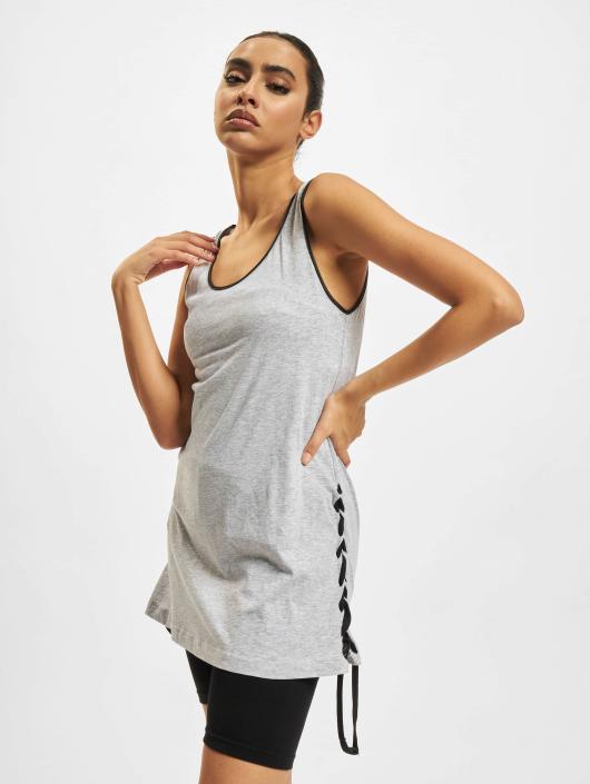 Urban Classics Tank Tops Leather Imitation Side Knotted grey