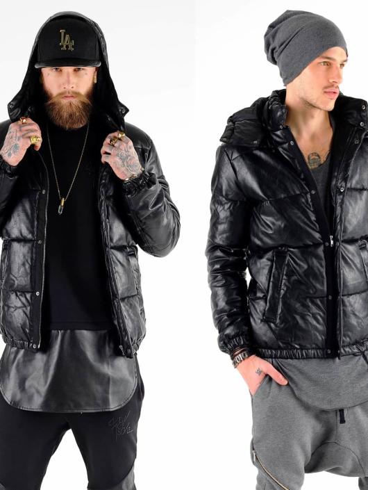 VSCT Clubwear Herren Lederjacke Padded Leather in schwarz