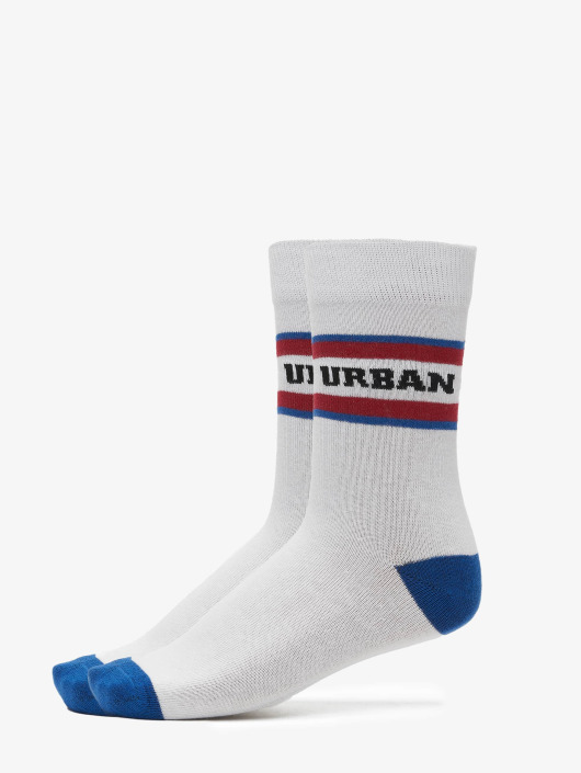 Urban Classics Chaussettes 2-Pack Logo Stripe Sport blanc