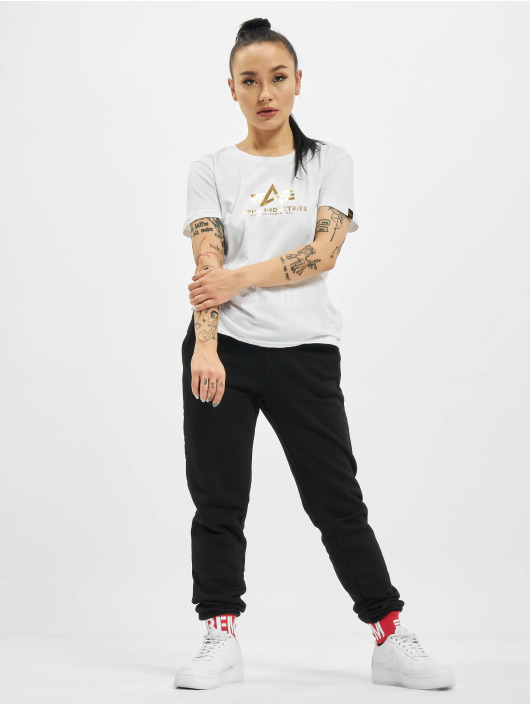 Alpha Industries T-Shirt New Basic Foil Print blanc