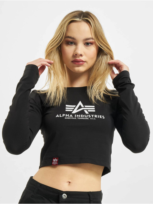 Alpha Industries T-Shirt manches longues Basic Cropped noir