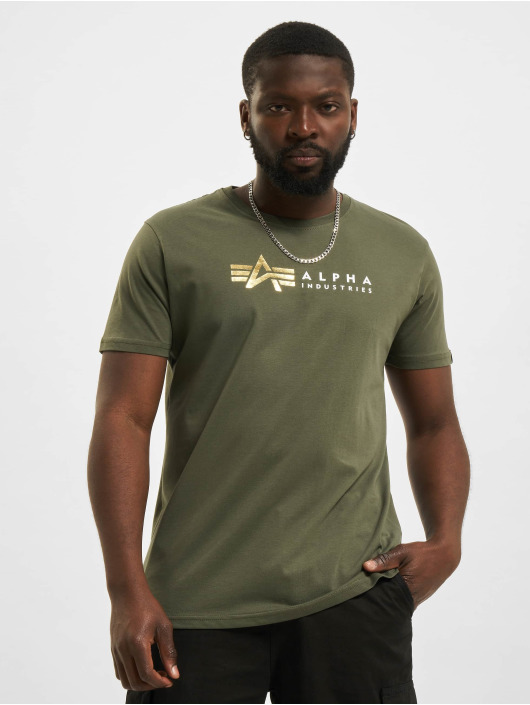 Alpha Industries T-Shirty Label Foil Print oliwkowy