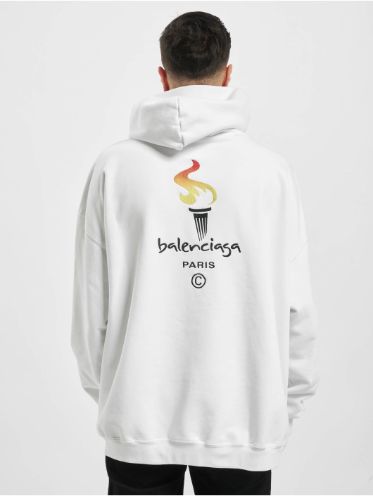 Balenciaga Herren Hoody Embroidered Logo Oversize In Weiss 803155