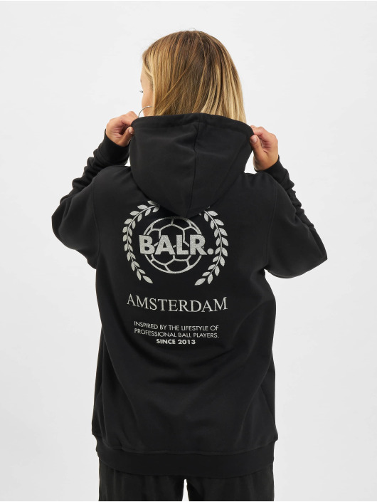 BALR Bluzy z kapturem Crest Print Back Amsterdam Loose czarny