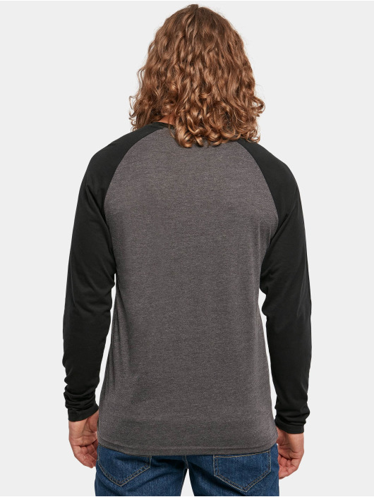 Build Your Brand Camiseta de manga larga Contrast Raglan gris