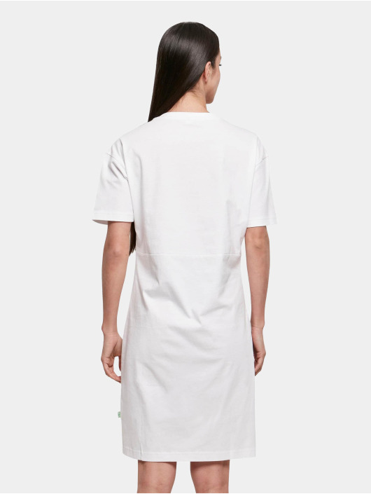 Build Your Brand jurk Ladies Organic Oversized Slit Tee wit