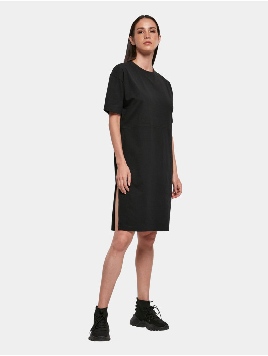 Build Your Brand jurk Ladies Organic Oversized Slit Tee zwart