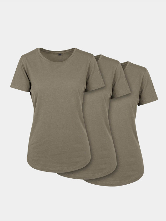 Build Your Brand T-paidat Ladies Fit 3-Pack oliivi