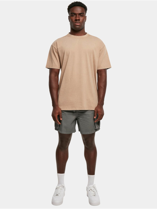 Build Your Brand T-shirt Acid Washed Heavy Oversized beige