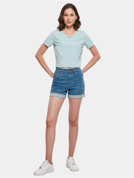 Build Your Brand T-shirt Cropped blå