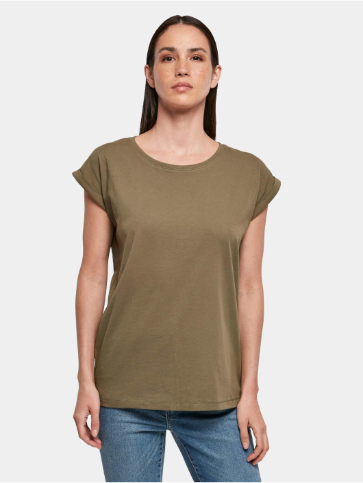 Build Your Brand T-shirt Ladies Organic Extended Shoulder oliv