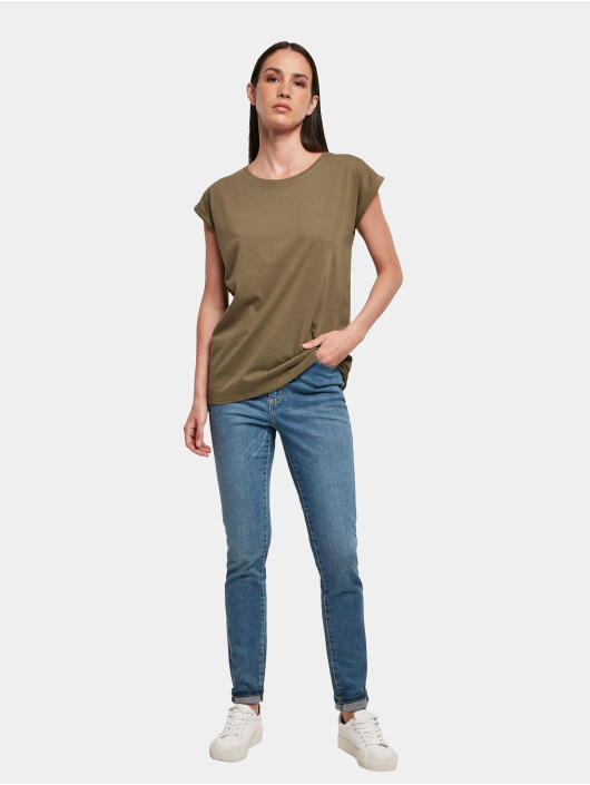 Build Your Brand T-shirt Ladies Organic Extended Shoulder oliva