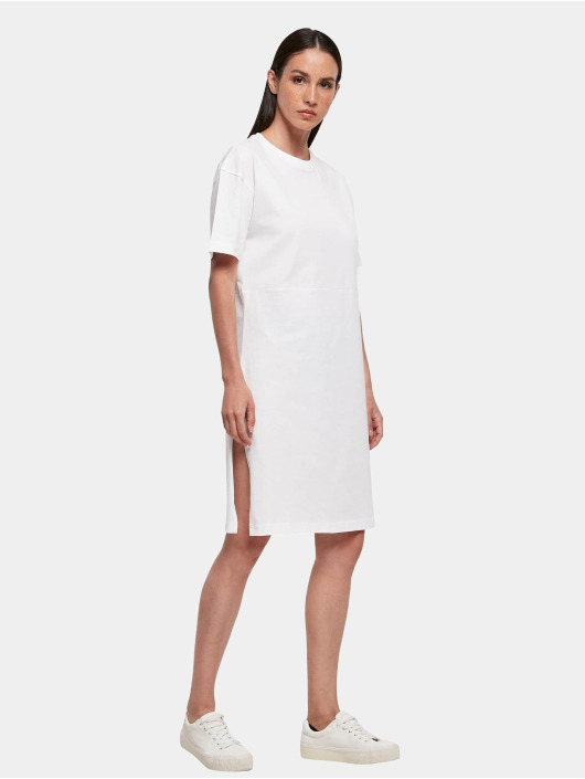 Build Your Brand Vestido Ladies Organic Oversized Slit Tee blanco