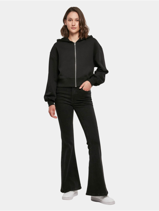 Build Your Brand Zip Hoodie Short Oversized čern