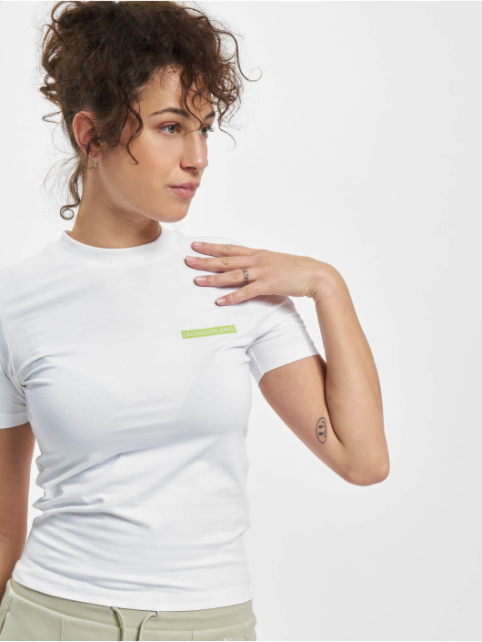 Calvin Klein Damen T-Shirt Micro Flock Baby in weiß