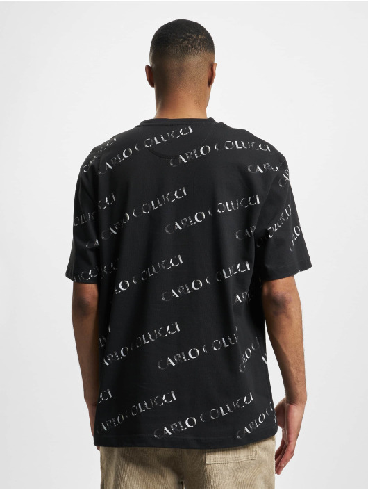 Carlo Colucci T-Shirty Allover Logo czarny