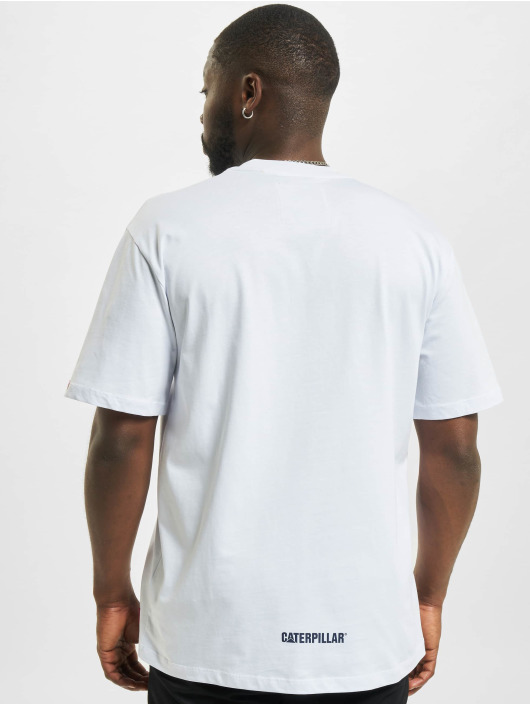Caterpillar T-Shirt Wheels Print blanc
