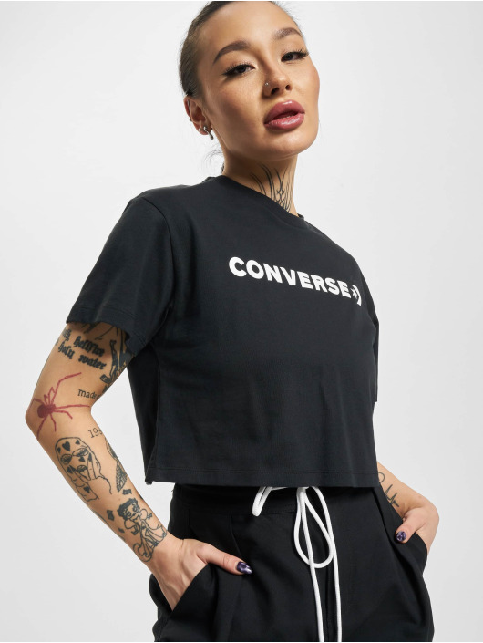 Converse T-Shirt Puff Logo Cropped schwarz