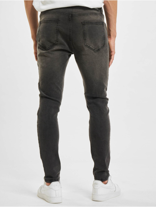 Criminal Damage Skinny Jeans Rip grå