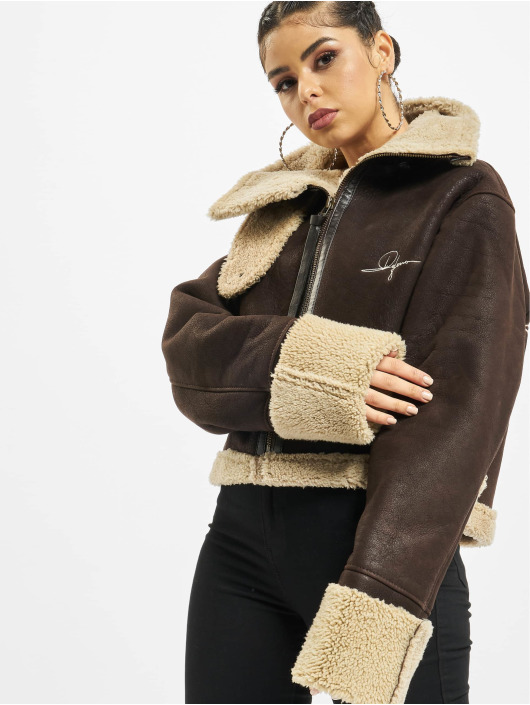 De Ferro Damen Lederjacke Brown Lam in braun