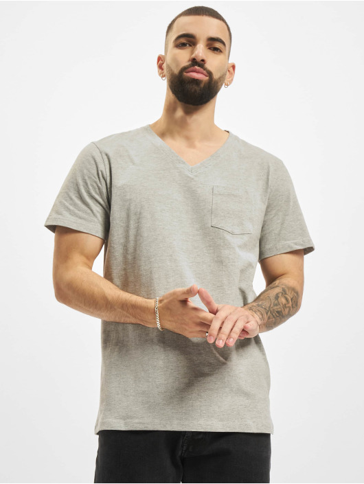 DEF T-Shirt V-Neck grau