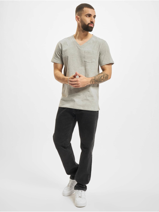 DEF T-Shirt V-Neck grau