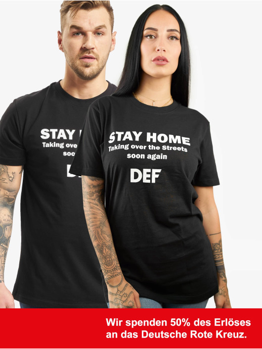 DEF T-Shirty Stay Home czarny