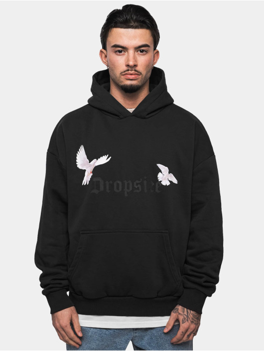 Dropsize Felpa con cappuccio Heavy Oversize White Doves nero