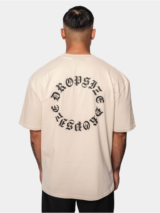 Dropsize T-Shirt Heavy Oversize Circle Design beige