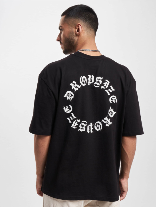 Dropsize Herren T-Shirt Heavy Oversize Circle Design in schwarz