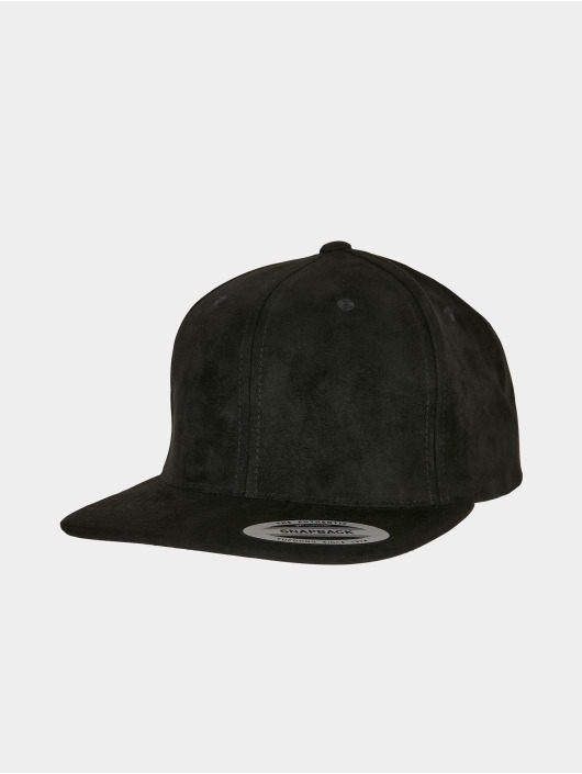 Flexfit Snapback Caps Suede Leather čern
