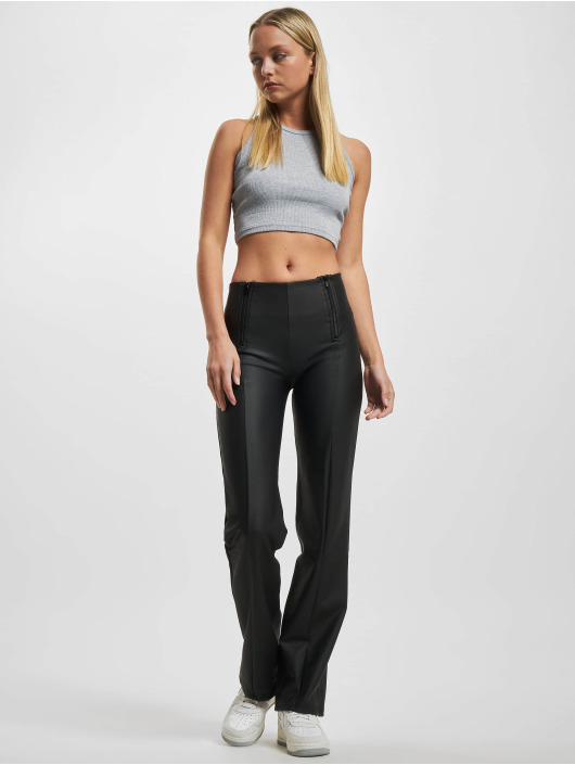 Freddy Boot cut jeans WRUP Vegan Leather Damen Push Up High Waist Cropped Wide Leg zwart
