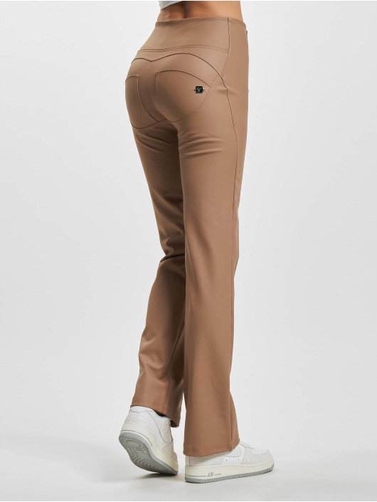Freddy Bootcut WRUP Vegan Leather Damen Push Up High Waist Cropped Wide Leg braun